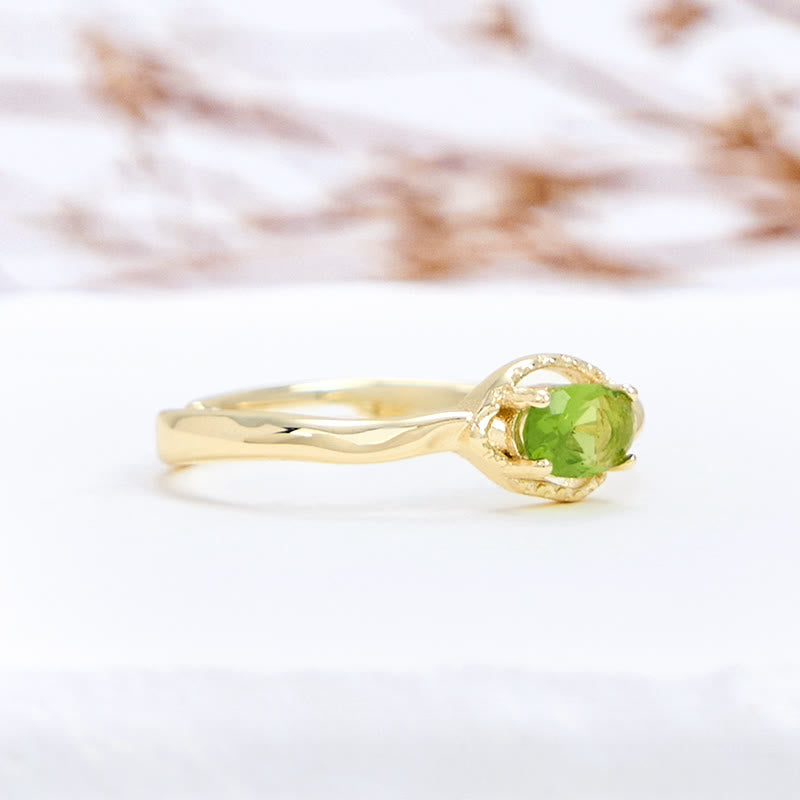 Bague simple irrégulière en plaqué or S925 avec péridot Olivenorma