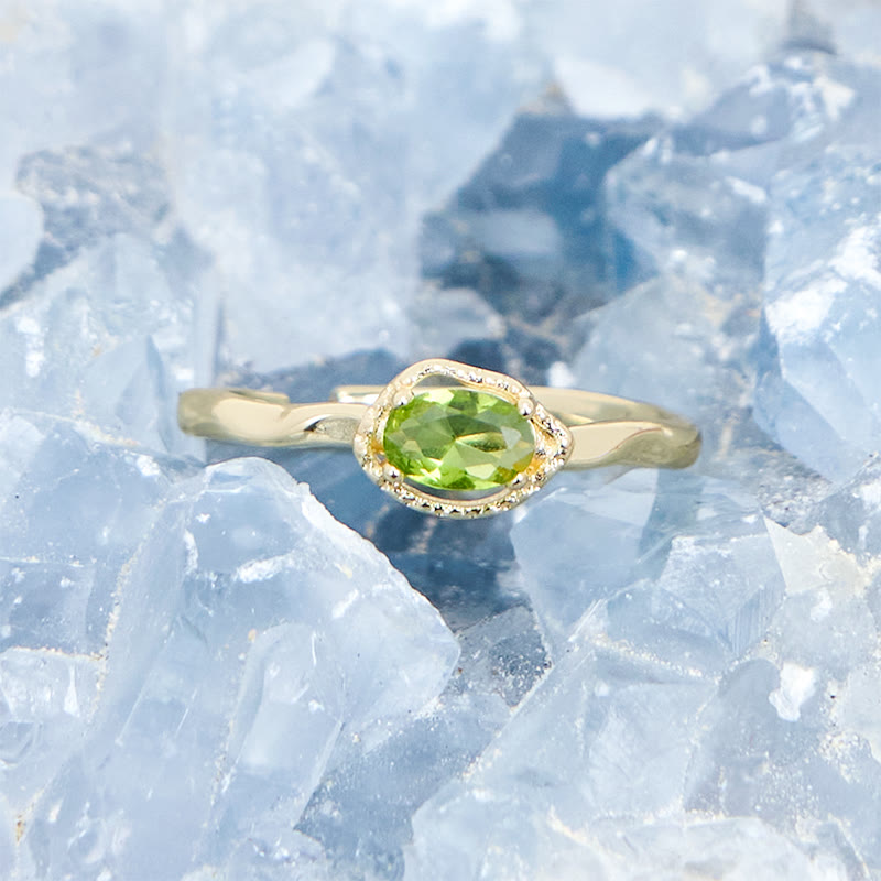 Bague simple irrégulière en plaqué or S925 avec péridot Olivenorma