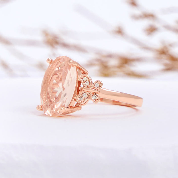 Bague papillon ovale en pierre de soleil de grande taille Olivenorma