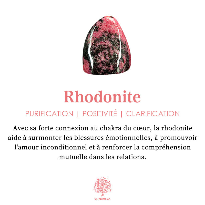 Bracelet en pierre de lave rhodonite Olivenorma avec huile essentielle de lavande
