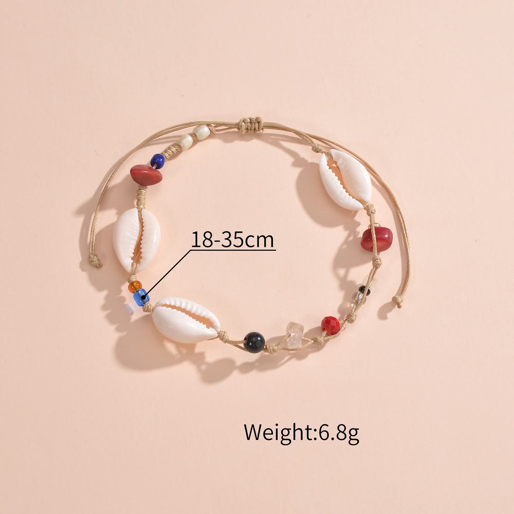 Bracelet de cheville en perles d'agate rouge et d'onyx noir Olivenorma