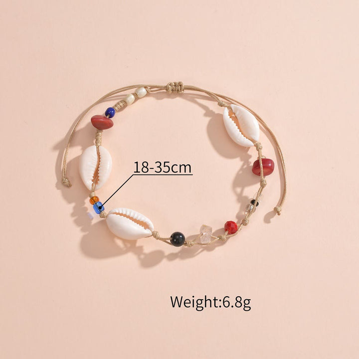 Bracelet de cheville en perles d'agate rouge et d'onyx noir Olivenorma