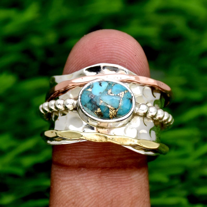Bague large style bohème rétro avec pierre empereur Olivenorma