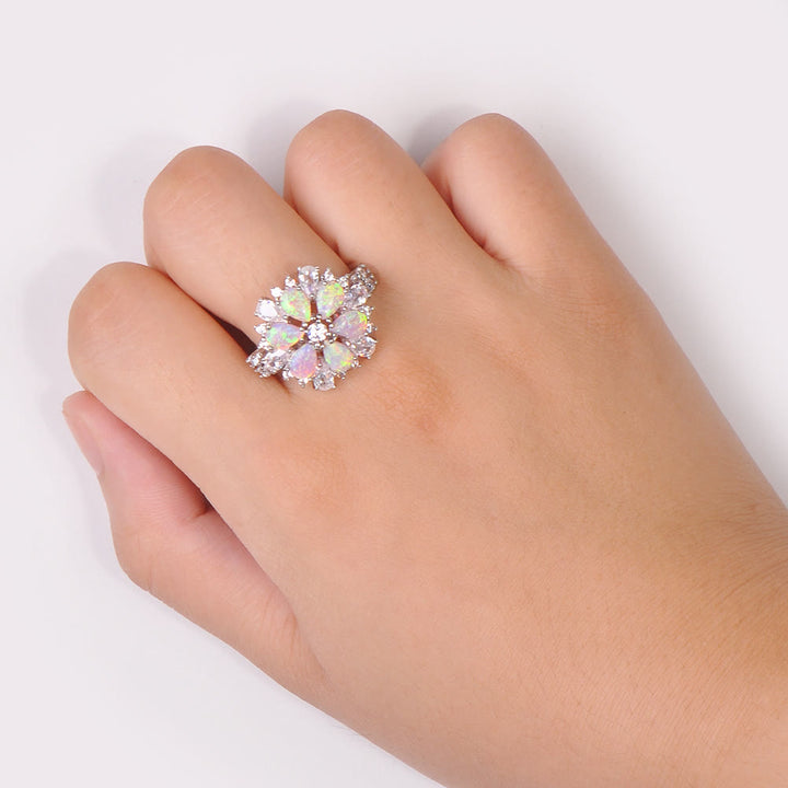 Bague florale en opale rose Olivenorma