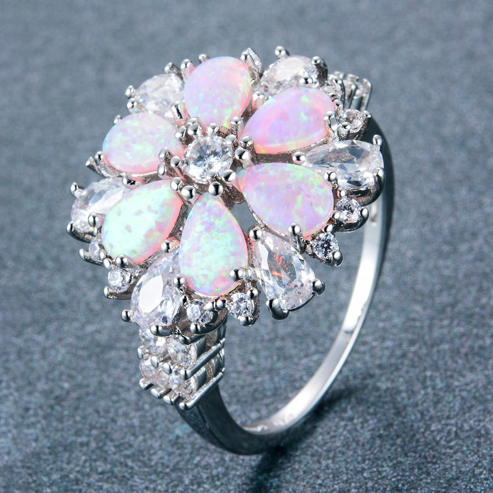 Bague florale en opale rose Olivenorma