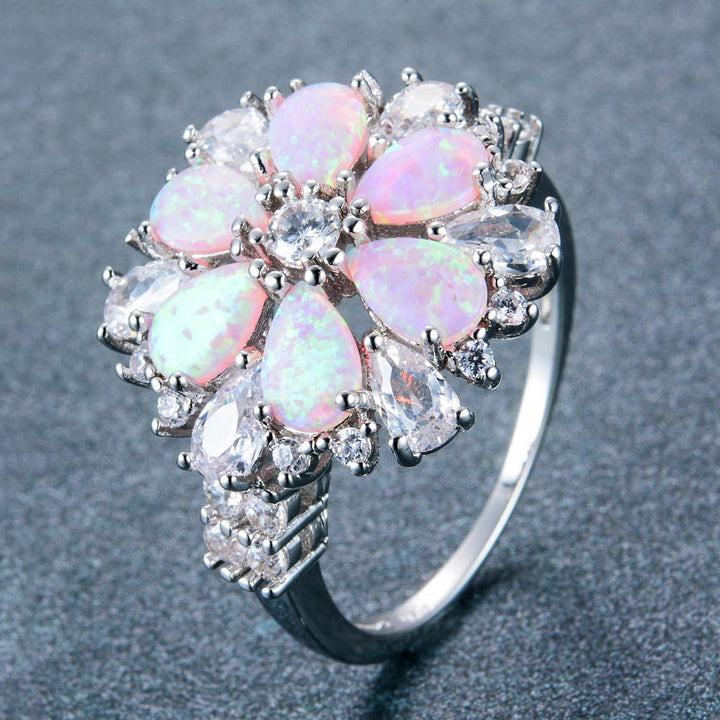 Bague florale en opale rose Olivenorma