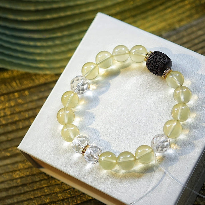 Bracelet en perles de quartz rutile et de citrine en or Olivenorma