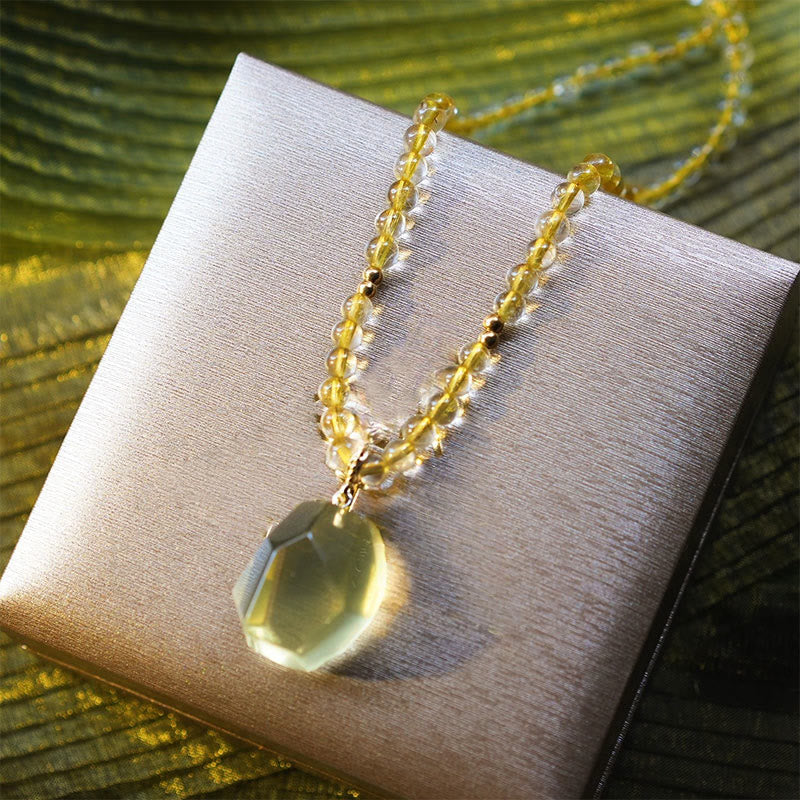 Bracelet en perles de quartz rutile et de citrine en or Olivenorma