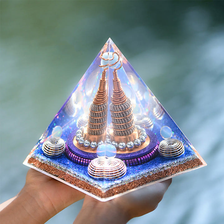 Sphère céleste Olivenorma Opalite Aigue-marine Orgone Pyramide