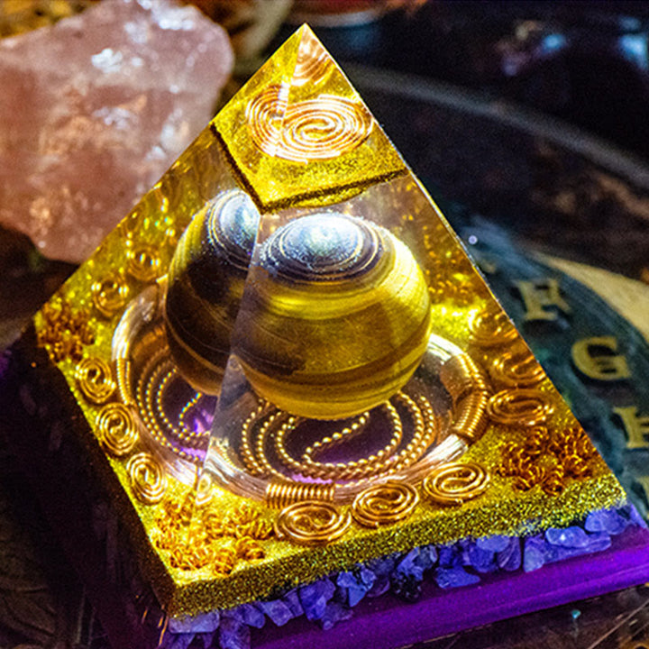 Olivenorma Charoite Oeil de Tigre Sphère Orgone Pyramide