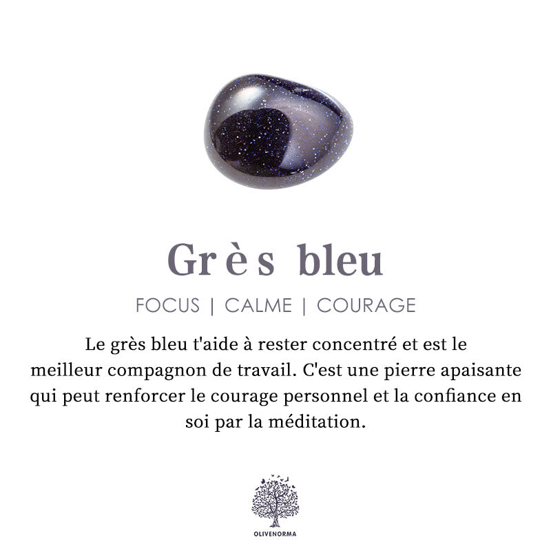 Bracelet en perles de grès bleu cristal clair améthyste Olivenorma avec signe du zodiaque