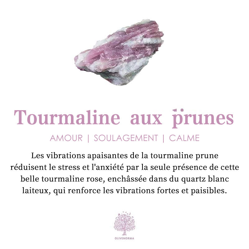 Bracelet pendentif en forme de cœur du zodiaque avec perles de tourmaline prune Olivenorma