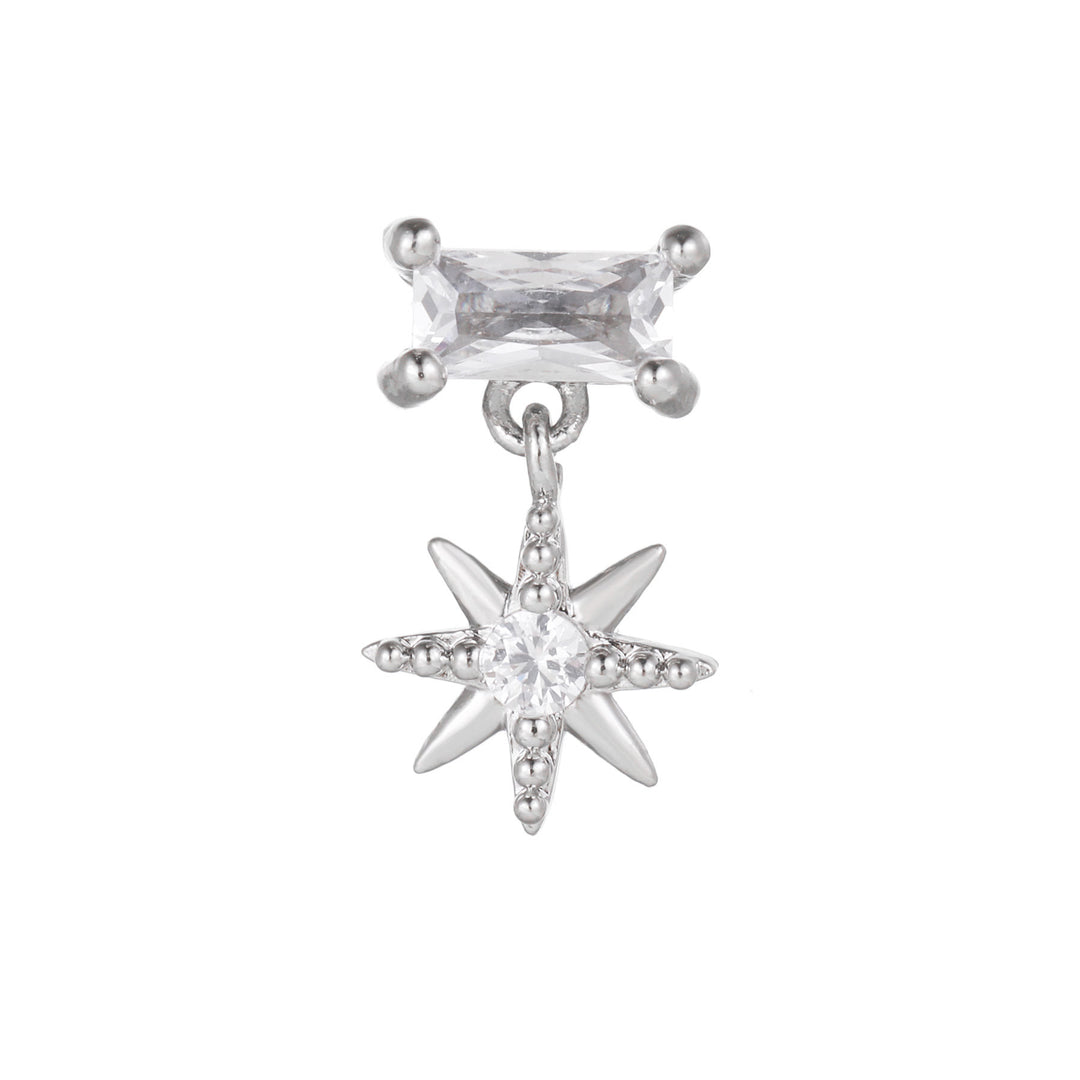 Boucles d'oreilles clous à motif mignon incrusté de zircons Olivenorma - Zircon Rectangulaire & Etoile - image 10