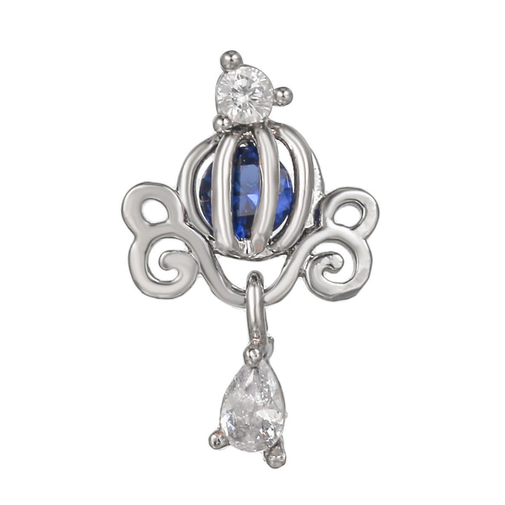 Boucles d'oreilles clous à motif mignon incrusté de zircons Olivenorma - Citrouille creuse en topaze bleue - image 5