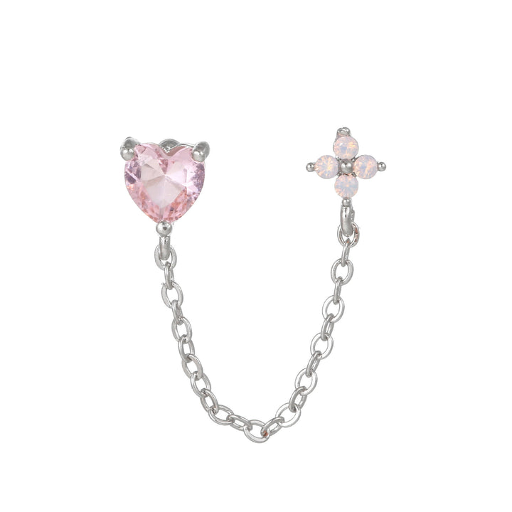 Boucles d'oreilles clous à motif mignon incrusté de zircons Olivenorma - Zircone rose et coeur - image 8