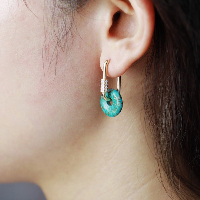 Boucles d'oreilles en pierre naturelle creuse circulaire Olivenorma