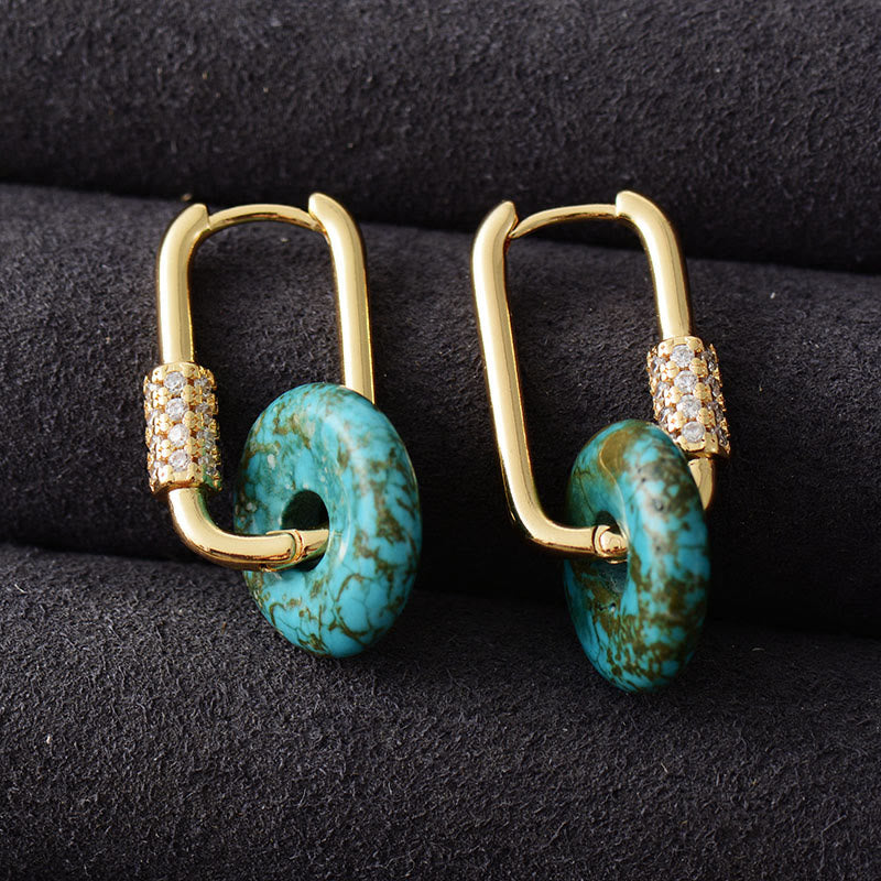 Boucles d'oreilles en pierre naturelle creuse circulaire Olivenorma