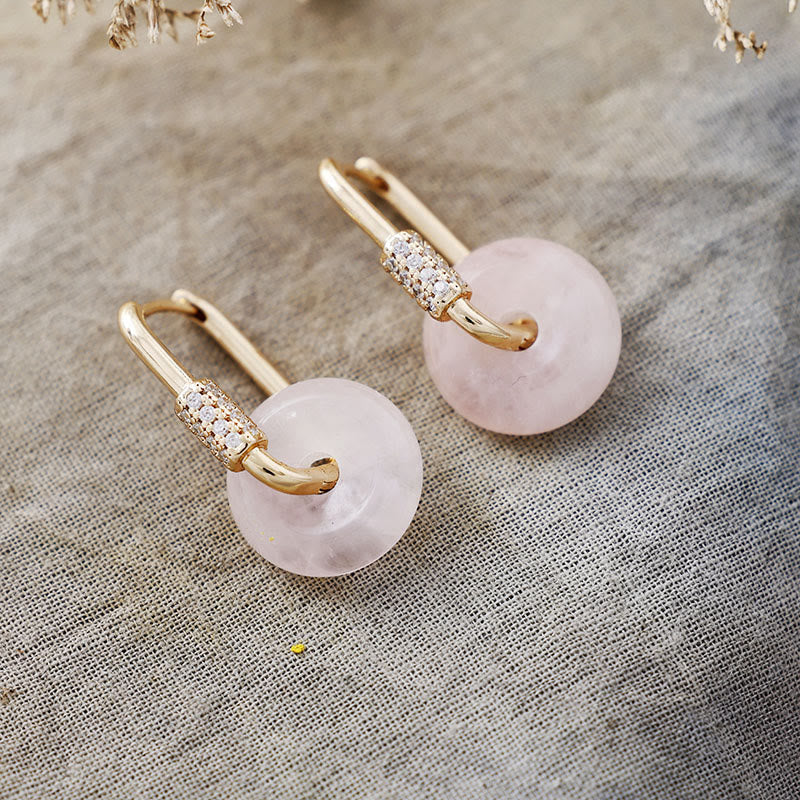 Boucles d'oreilles en pierre naturelle creuse circulaire Olivenorma