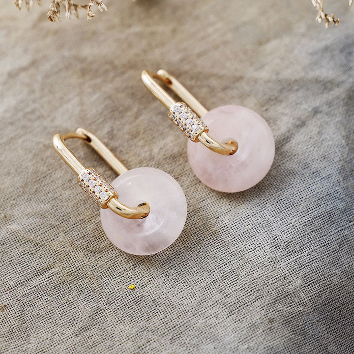 Boucles d'oreilles en pierre naturelle creuse circulaire Olivenorma
