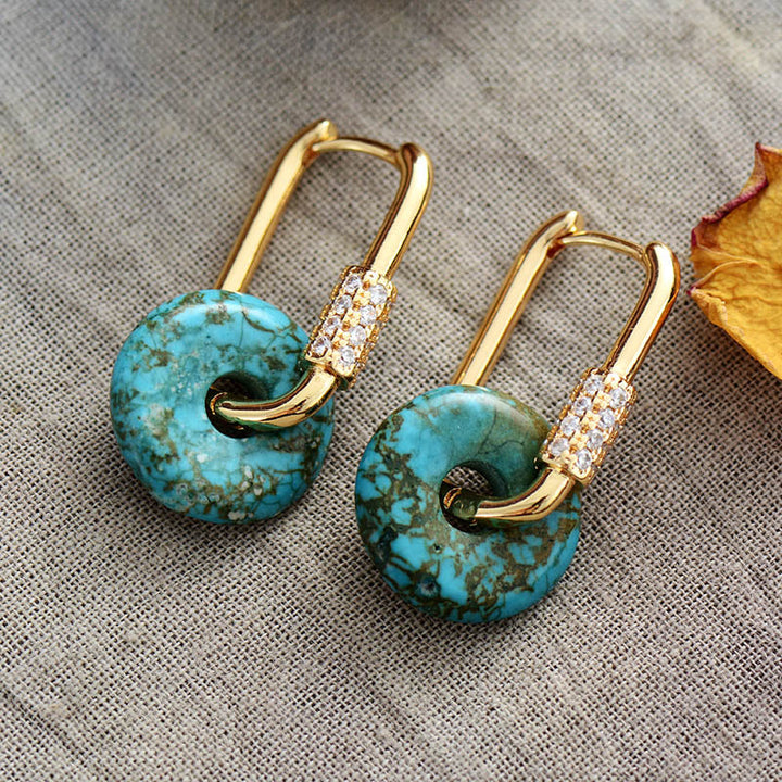 Boucles d'oreilles en pierre naturelle creuse circulaire Olivenorma