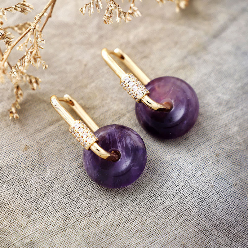 Boucles d'oreilles en pierre naturelle creuse circulaire Olivenorma