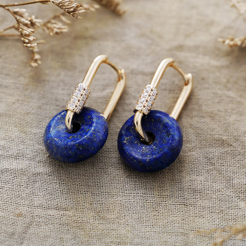 Boucles d'oreilles en pierre naturelle creuse circulaire Olivenorma