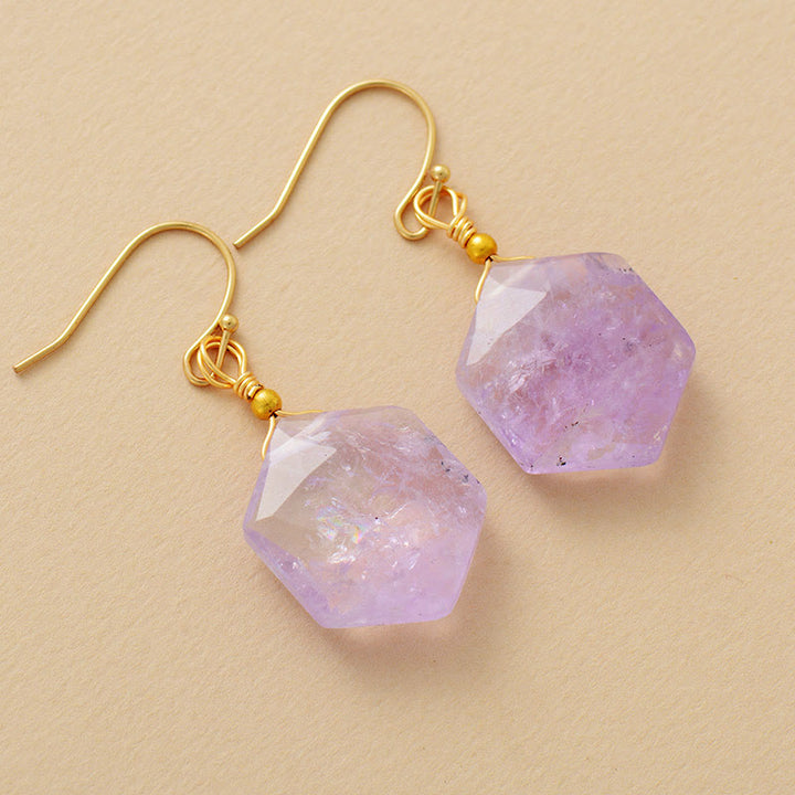 Boucles d'oreilles Olivenorma en lapis-lazuli à facettes hexagonales et améthyste
