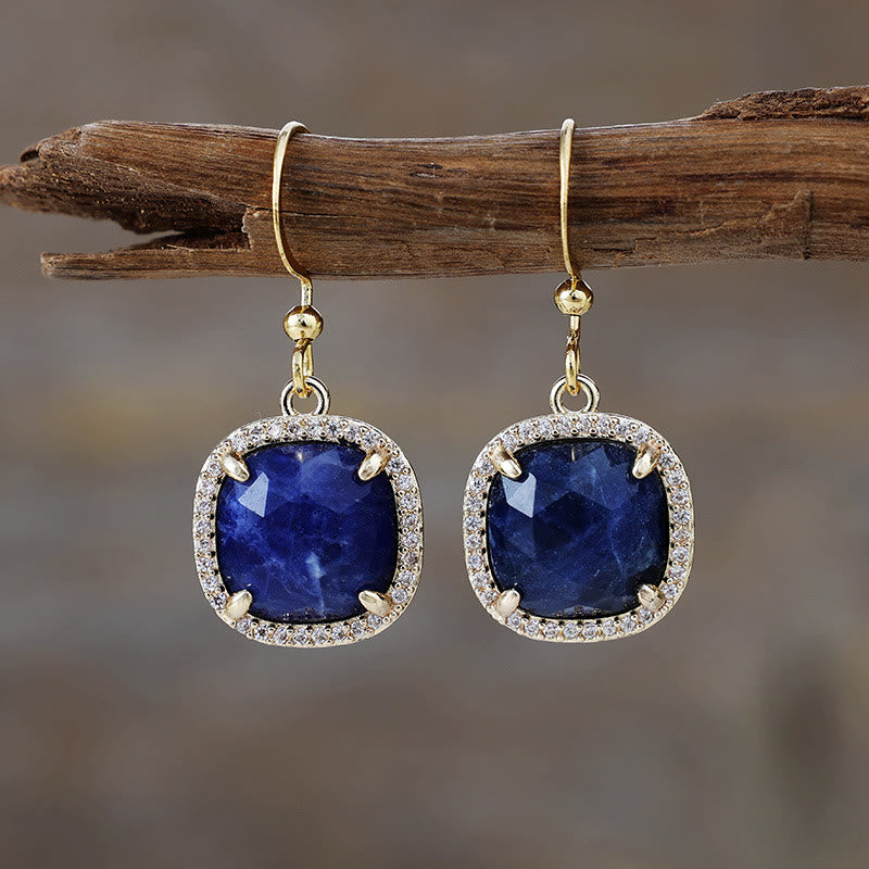 Boucles d'oreilles en cristal naturel à coupe carrée Olivenorma