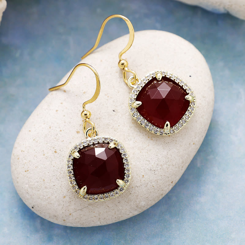 Boucles d'oreilles en cristal naturel à coupe carrée Olivenorma