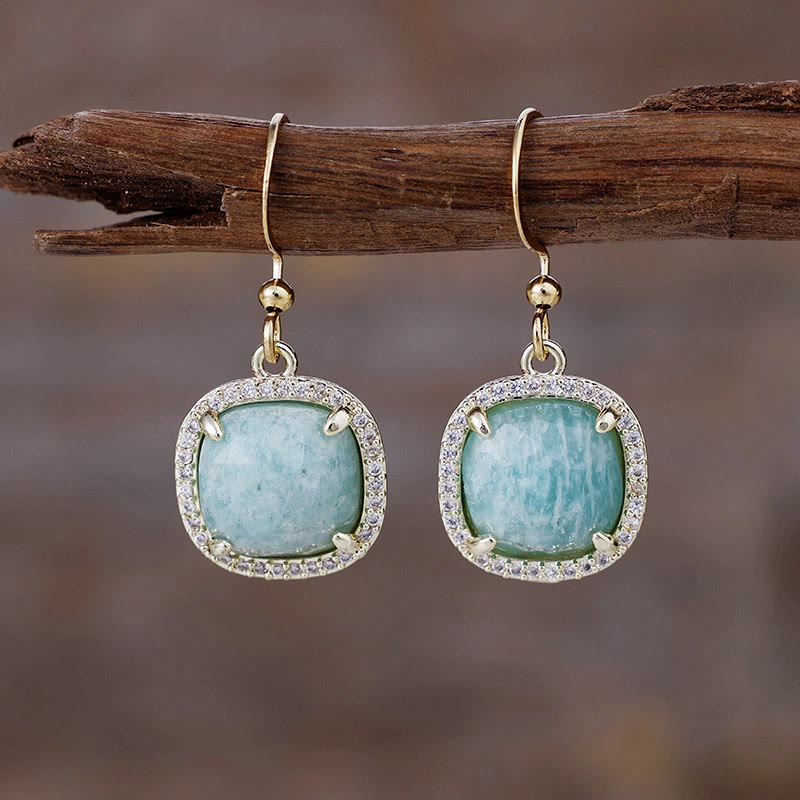Boucles d'oreilles en cristal naturel à coupe carrée Olivenorma