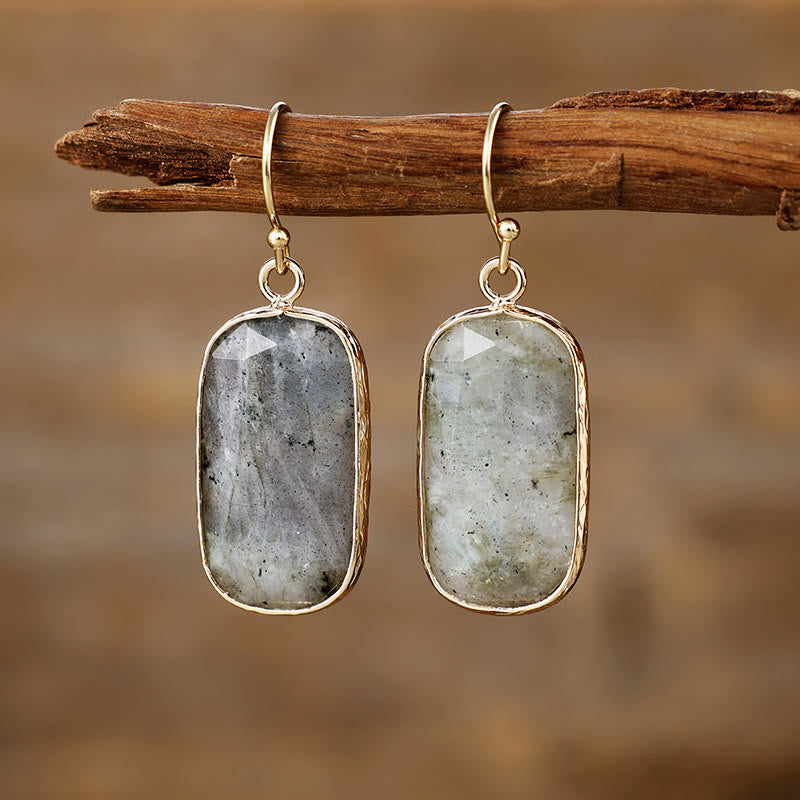 Boucles d'oreilles en cristal naturel taille ovale Olivenorma Baguette