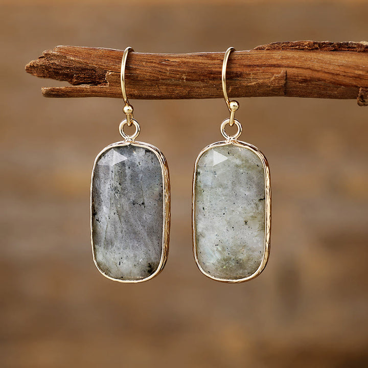Boucles d'oreilles en cristal naturel taille ovale Olivenorma Baguette
