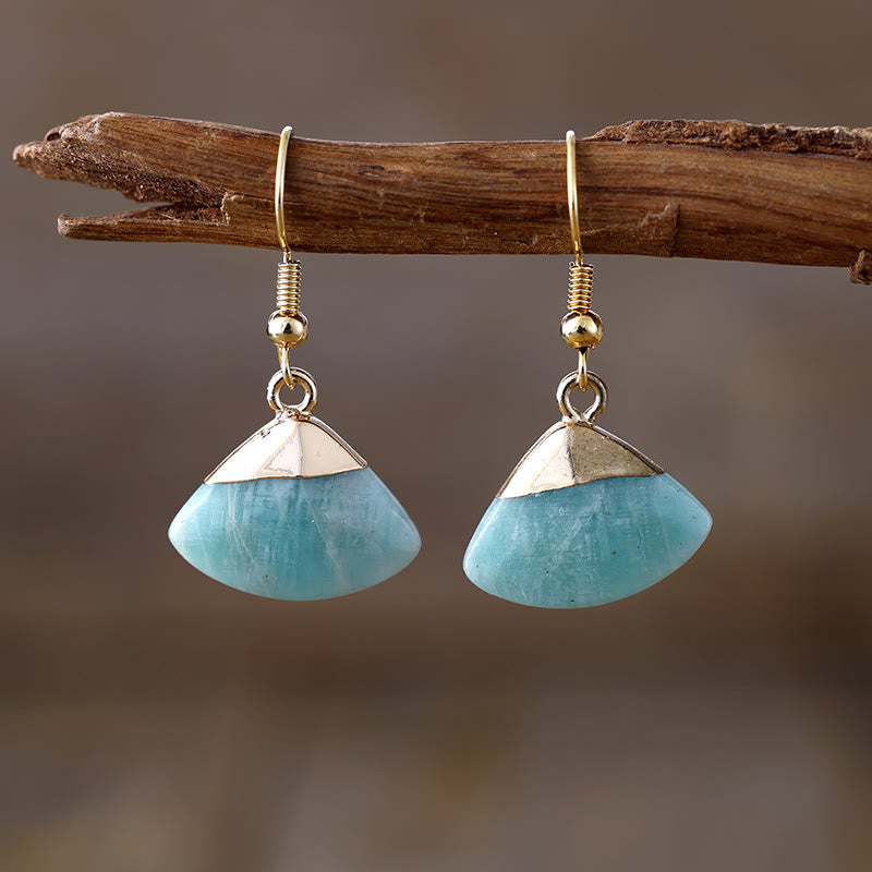 Boucles d'oreilles pendantes festonnées en amazonite et lépidolite Olivenorma