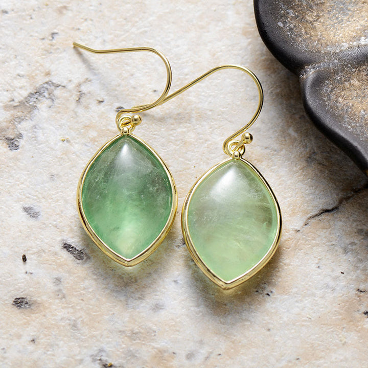 Boucles d'oreilles pendantes en fluorite verte taille marquise Olivenorma