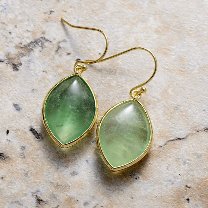 Boucles d'oreilles pendantes en fluorite verte taille marquise Olivenorma