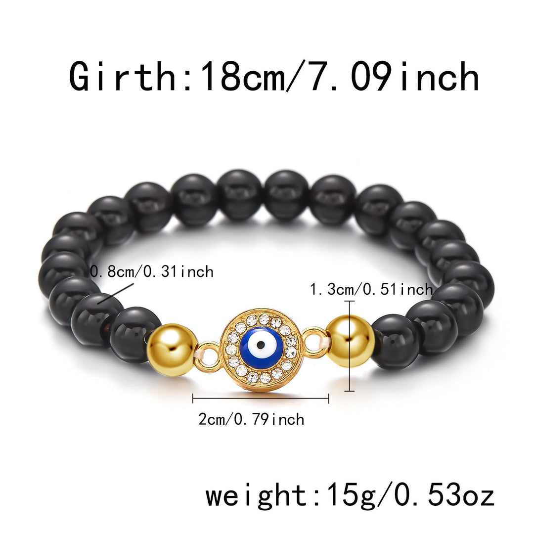 Bracelet en perles d'hématite et d'obsidienne avec œil de tigre et mauvais œil Olivenorma