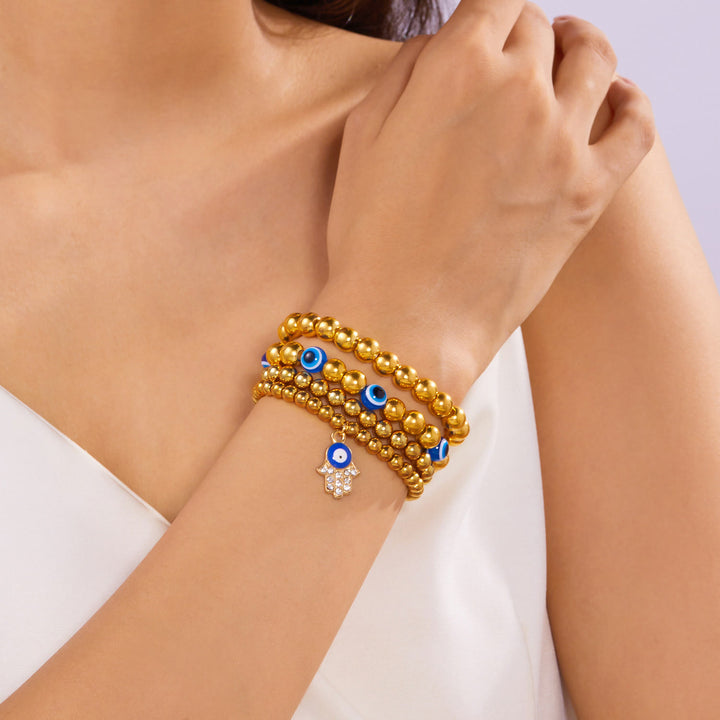 Bracelet en perles d'hématite et d'obsidienne avec œil de tigre et mauvais œil Olivenorma