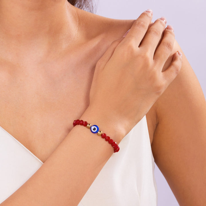 Bracelet en perles d'hématite et d'obsidienne avec œil de tigre et mauvais œil Olivenorma