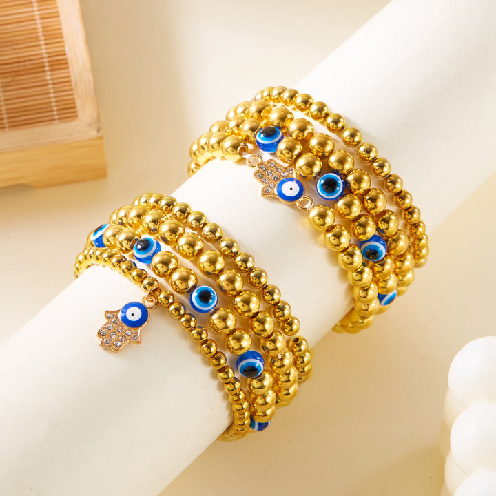 Bracelet en perles d'hématite et d'obsidienne avec œil de tigre et mauvais œil Olivenorma