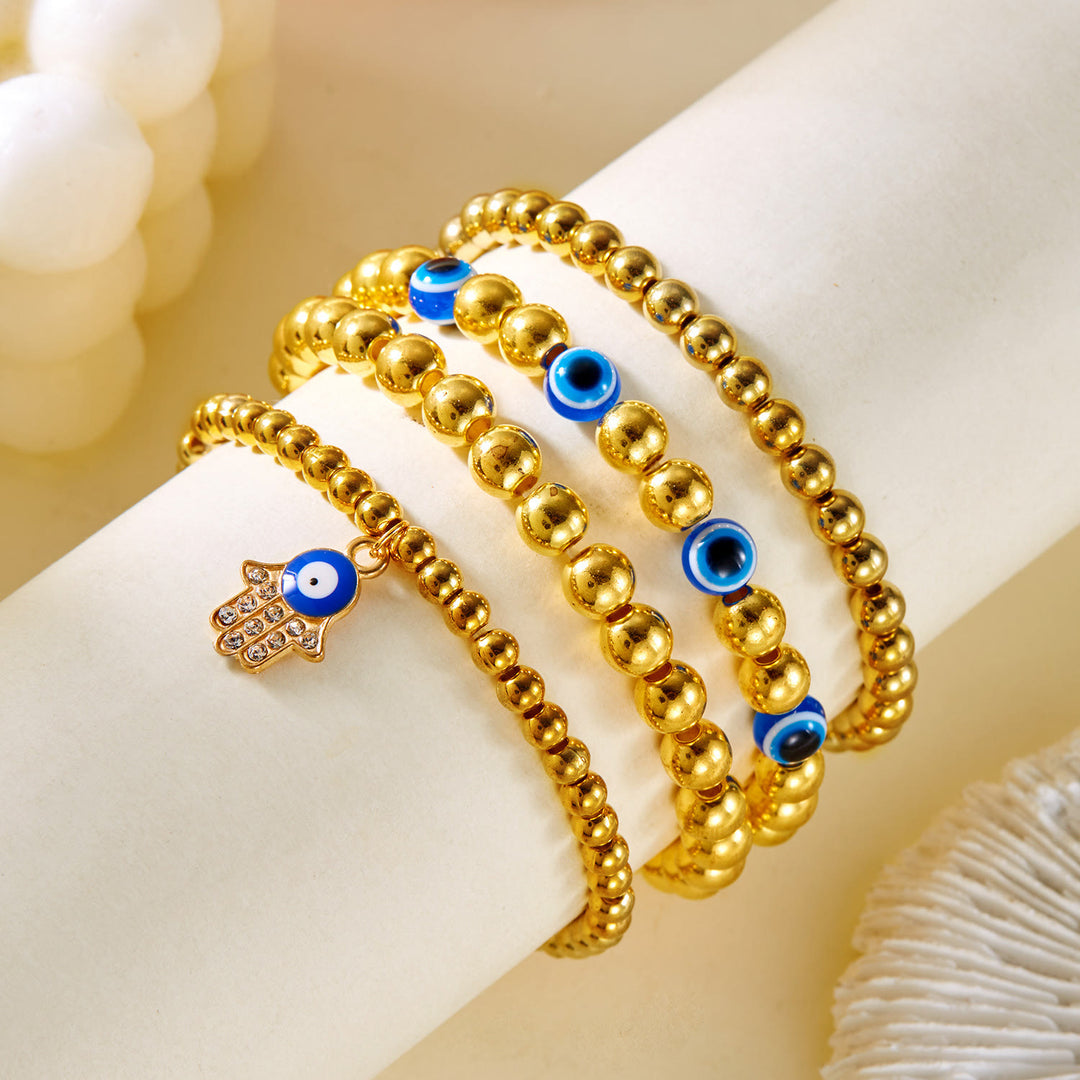 Bracelet en perles d'hématite et d'obsidienne avec œil de tigre et mauvais œil Olivenorma