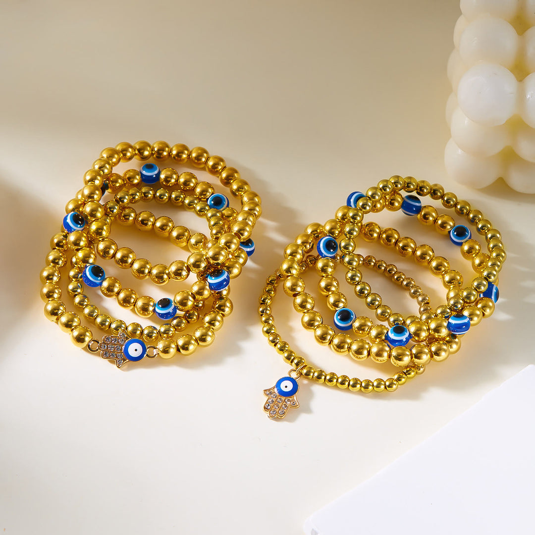 Bracelet en perles d'hématite et d'obsidienne avec œil de tigre et mauvais œil Olivenorma