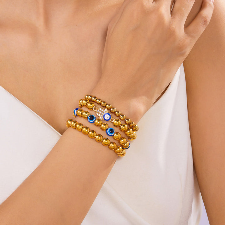 Bracelet en perles d'hématite et d'obsidienne avec œil de tigre et mauvais œil Olivenorma