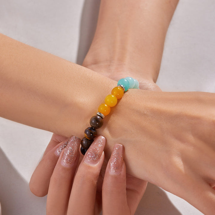 Bracelet porte-bonheur en perles de pierre naturelle Olivenorma de 8 mm