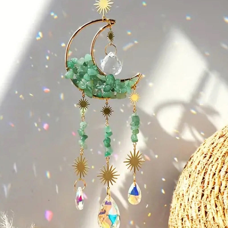 Carillon éolien pendentif lune en pierre naturelle Olivenorma