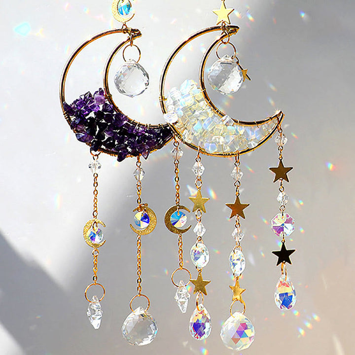 Carillon éolien pendentif lune en pierre naturelle Olivenorma