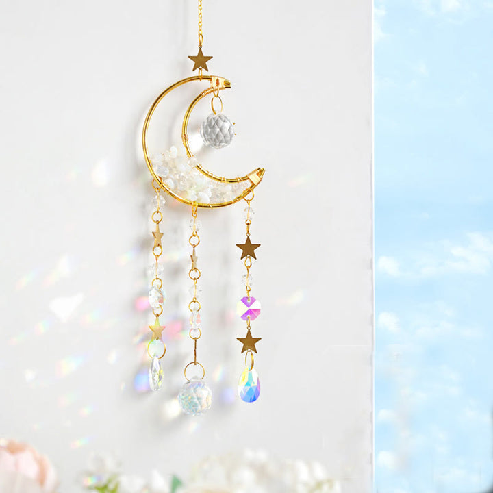 Carillon éolien pendentif lune en pierre naturelle Olivenorma