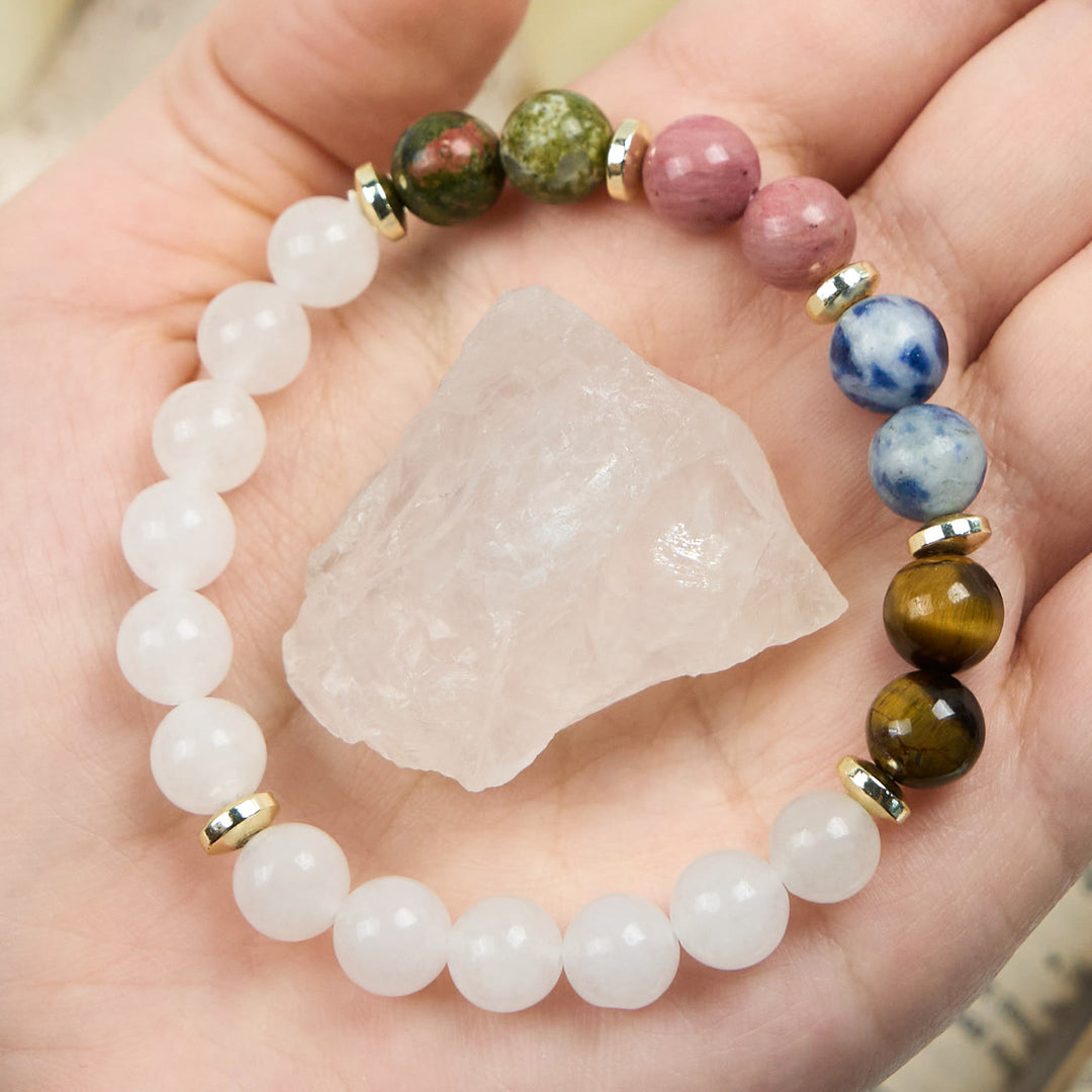 Bracelet pour femme en perles de cristal transparent naturel Olivenorma