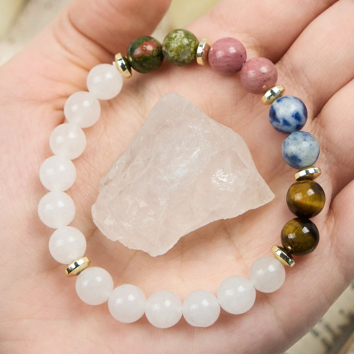 Bracelet pour femme en perles de cristal transparent naturel Olivenorma