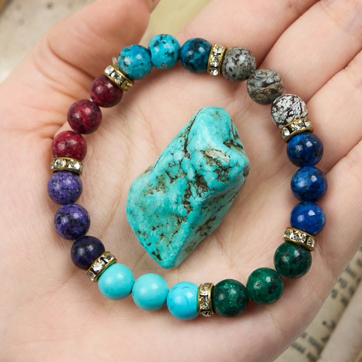 Bracelet en perles en métal et pierre naturelle Olivenorma de 8 mm