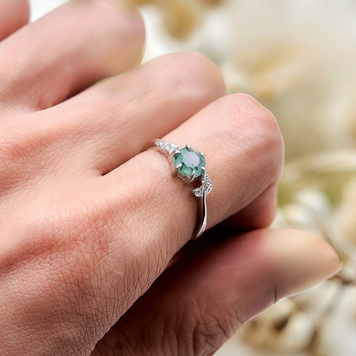 Bague enroulée en feuille d'agate mousse naturelle Olivenorma